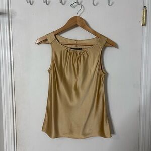 Lafayette 148 New York 100% Silk Gold Sleeveless Blouse Top